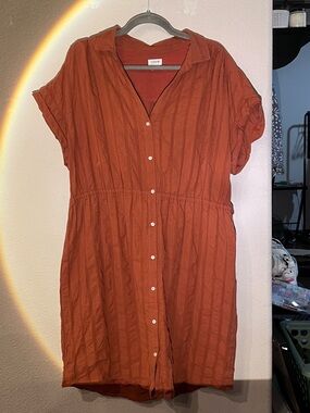 J. Crew Short-Sleeve Shirt Dress in Burnt Orange